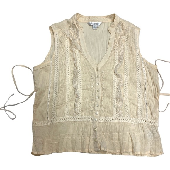 SOLD 🔴 Conrad lace embroidered vest top size 16 beige tan vintage - Picture 3 of 14